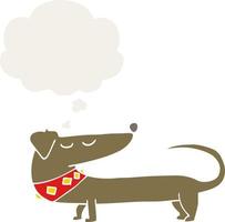 cartoon dog and thought bubble in retro style vector