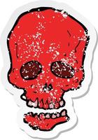 retro distressed sticker of a cartoon skull vector