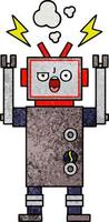 retro, grunge, textura, caricatura, roto, robot vector