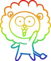 rainbow gradient line drawing happy cartoon lion vector