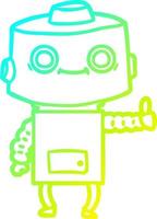 cold gradient line drawing cartoon robot vector