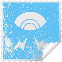 distressed square peeling sticker symbol mystic eye vector