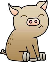quirky gradient shaded cartoon pig vector