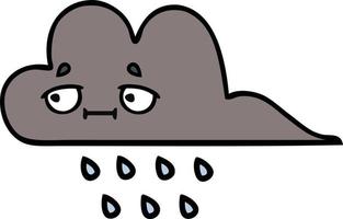 cute cartoon storm rain cloud vector