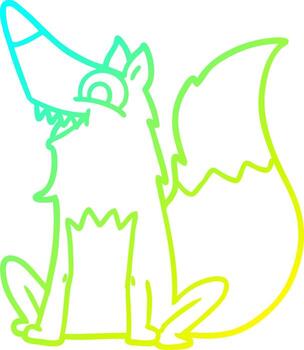 cold gradient line drawing cartoon happy fox vector