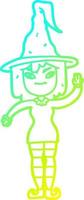cold gradient line drawing cartoon witch vector