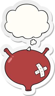 cartoon bladder and thought bubble as a printed sticker