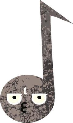 retro illustration style cartoon musical note
