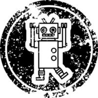 dancing robot distressed icon vector