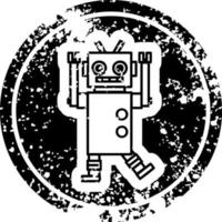 dancing robot distressed icon vector