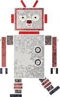 retro illustration style cartoon robot vector