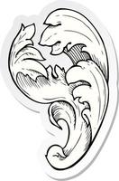 sticker of a traditional hand drawn floral swirl vector