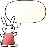 cute cartoon rabbit and speech bubble in smooth gradient style vector
