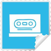 square peeling sticker cartoon retro cassette vector