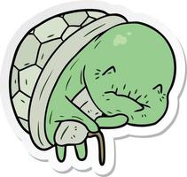 sticker of a cute cartoon old turtle vector