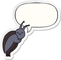 cute cartoon beetle and speech bubble sticker vector