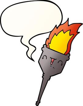 cartoon flaming chalice and speech bubble in smooth gradient style vector