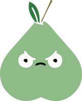 flat color retro cartoon green pear vector