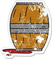 distressed sticker cartoon doodle of a wine barrel vector