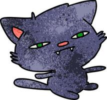 textured cartoon of cute kawaii cat vector