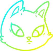 cold gradient line drawing cartoon cat face vector