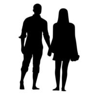 Man and woman holding hands isolated silhouette on white background vector