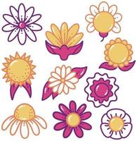 Sun Flowers Doodle Illustration vector