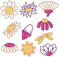 Sun Flowers Doodle Illustration vector