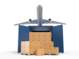 contêineres de serviço logístico de transporte de carga de contêineres com caixas de papelão marrom entrega de pacotes no negócio de comércio eletrônico on-line png