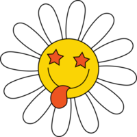 Cartoon daisy flowers with emoji face png
