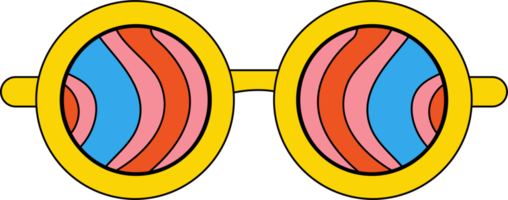 Retro-70er-Groove-Element. psychedelische Hippie-Brille png