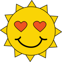 teken. zon emoji gezicht verliefd png