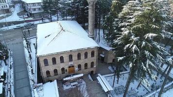 Historical stone mosque, Ottoman period. Winter view of the historical stone-built ottoman mosque. video