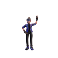 personnage métaverse 3d avec dispositif de réalité virtuelle, pour le web, l'application, l'infographie, l'application png