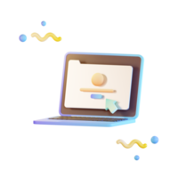 Online Browsing, with laptop 3d Illustration png