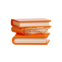 livre avec lunettes éducation et école, icône illustration 3d png