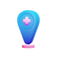 pin mapas icono médico, ilustración 3d png