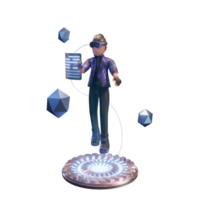 personnage métaverse 3d avec dispositif de réalité virtuelle, pour le web, l'application, l'infographie, l'application png