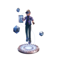 Metaverse Character 3d with virtual reality device, for web, app, infographic, app png