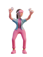 femme de caractère avec casque vr, illustration 3d métaverse png