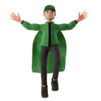 service de livraison, avec personnage volant, illustration 3d png