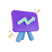 3D-Icon-Business, Whiteboard, mit Statistiken png