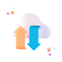 télécharger et télécharger des données, illustration d'icône 3d png