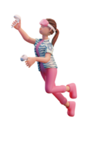 Character woman with headset VR, Metaverse 3d Illustration png