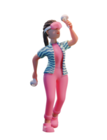 personaggio donna con auricolare vr, illustrazione 3d metaverse png