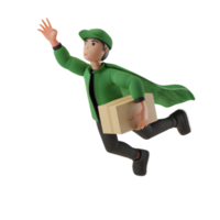 Delivery Service, with a character delivering a package, 3d Illustration png