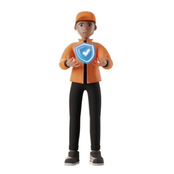 serviço de entrega, com personagem, ilustração 3d png