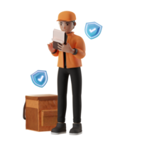 Delivery Service, with a character, holding data board, 3d Illustration png