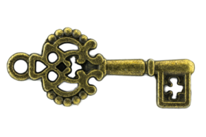 clé vintage clé d'or antique sur fond blanc png