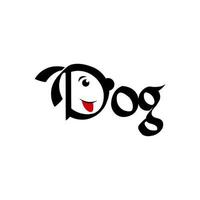 Inspiración en el diseño del logotipo de la cabeza de perro en el texto del perro. vector